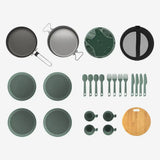 Quechua 500 Stainless Steel Nonstick Camping Cookset – 25-Piece for 4 People